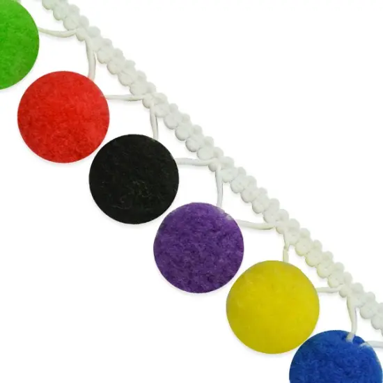 10 yards of Susana Lovely PomPom Fringe Trim 1 1/4" | 10 yard cut White Multi {1}