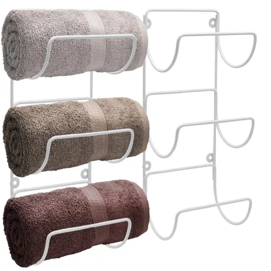 Sorbus Metal Wall Mounted Bathroom Towel Rack - Organizer for Towels, Washcloths, Hand Towels, Linens, Ideal for Bathroom, Spa, Salon White {1}