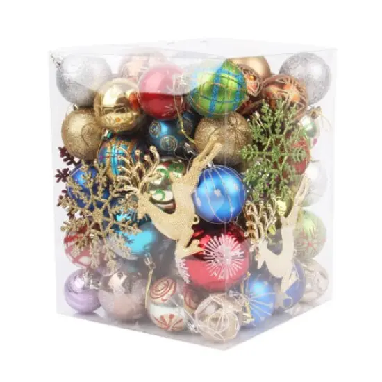 Kitcheniva 30 Pcs Christmas Glitter Ball Ornaments Set Gold {2}