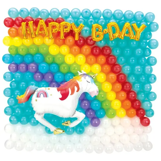 Unicorn Latex & Foil Balloon Back Drop Kit {1}