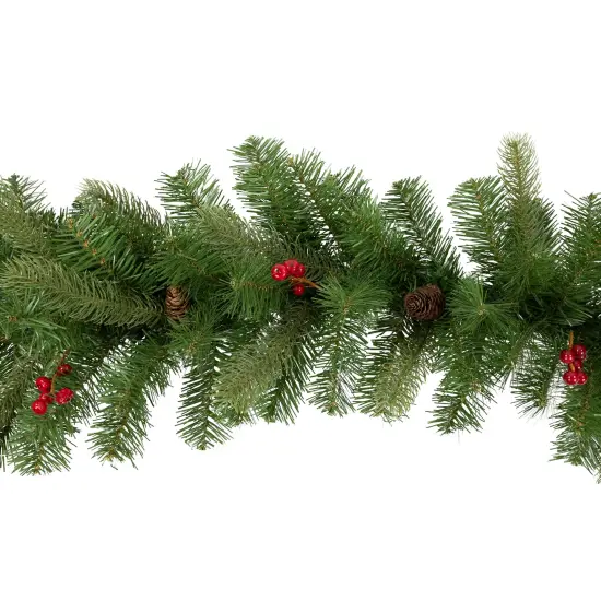 Northlight Real Touch&trade;️ Noble Fir Commercial Christmas Garland with Berries - Unlit - 25' x 12" Green {5}