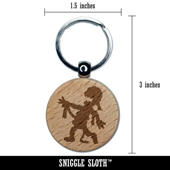 Shambling Mummy Halloween Monster Engraved Wood Round Keychain Tag Charm {2}