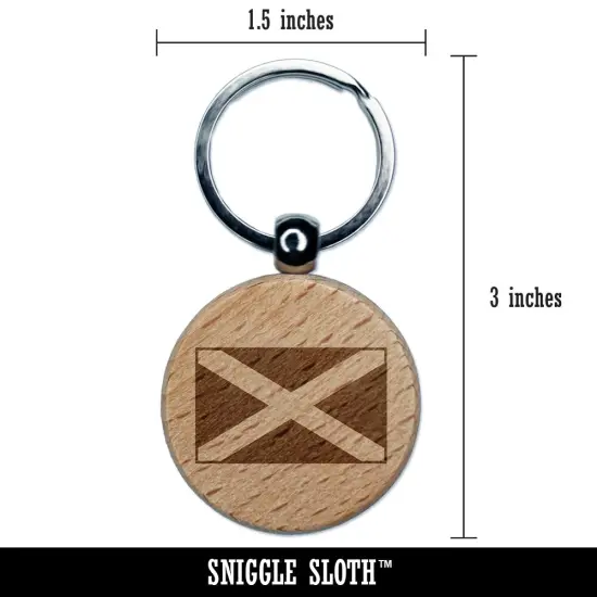 Scotland Flag Engraved Wood Round Keychain Tag Charm {2}