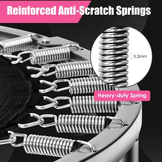 38 Inch Mini Folding Trampoline Portable Leisure Fitness Backboard Pink {2}