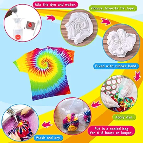 Tie Dye Kit for Kids Adults - Arts and Crafts Toy for Girls & Boys Ages 6-12 - Fabric Tye Dye Craft Kits 20 Colors, Birthday Christmas Gifts for Kids 3 4 5 6 7 8 9 10+ {4}