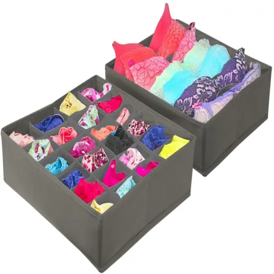 Sorbus Set of 4 Foldable Drawer Dividers, Storage Boxes, Closet Organizers, Under Bed Organizer Grey {3}