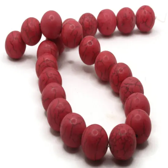 22mm 17mm Round Bright Pink Dyed Synthetic Turquoise Stone Beads {5}