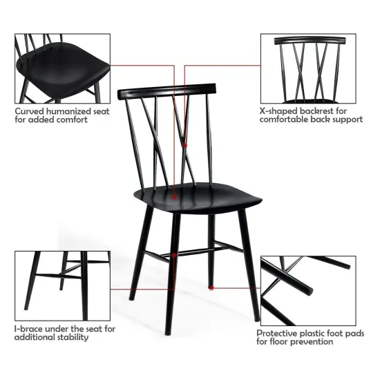 Set of 2 Armless Cross Back Kitchen Dining Side Chairs {5}