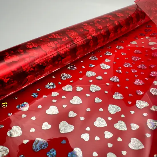 Red Holographic Heart Clear Vinyl {2}