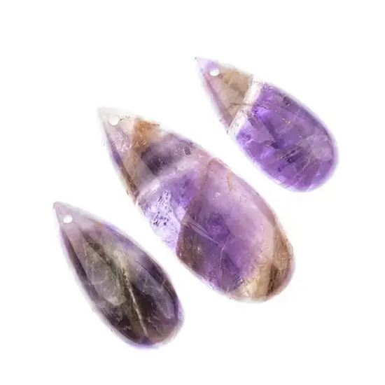 Earth's Jewels Semi-Precious Natural Amethyst Teardrop Pendants, 3pcs {2}