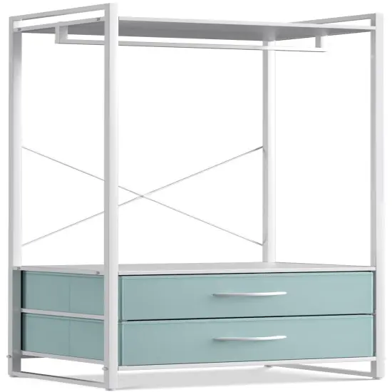 Sorbus Clothing Rack with Drawers - Clothes Stand Dresser - Wood Top, Steel Frame, & Fabric Drawers - Tall Closet Storage Organizer - Garment Rack for Hanging Shirts, Dresses, & Jackets Aqua {1}