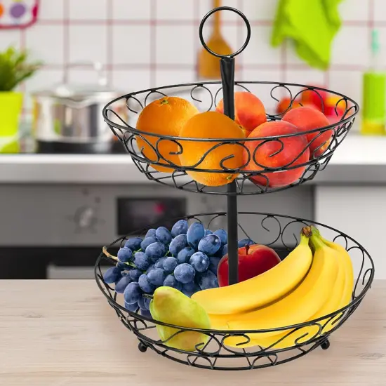 Sorbus 2-tier Countertop Basket Black {2}