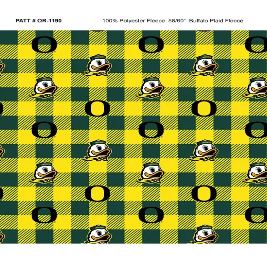 Sykel Enterprises-University of Oregon Fleece Fabric-Oregon Ducks Buffalo Plaid Fleece Blanket Fabric-Sold by the yard {1}
