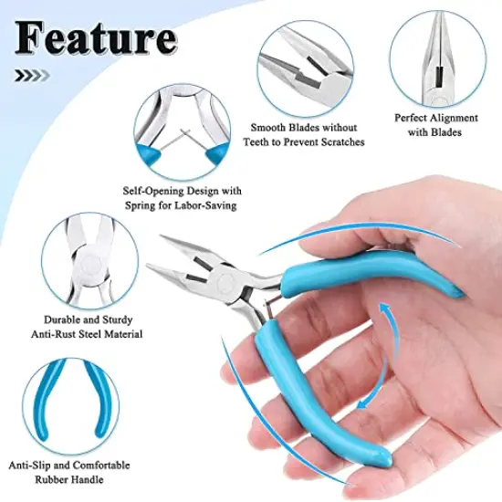 5 Packs Jewelry Pliers Set, Jewelry Making Tools with Needle Nose Pliers/Round Nose Pliers/Chain Nose Pliers/Bent Nose Pliers/Zipper Pliers, Jewelry Making Supplies Repair/Cut Kits for Crafting {4}
