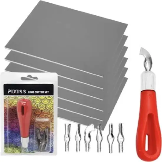 Linoleum Blocks for Printmaking (6pack) and Stamp Carving Tool - Printmaking Supplies for Rubber Stamp Carving Block Printing - Linoleum Carving Tools and lino Rubber Block Stamp Carving kit {1}