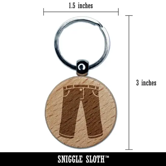 Pants Jeans Trousers Clothes Laundry Engraved Wood Round Keychain Tag Charm {2}