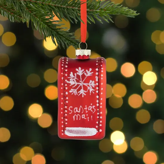 Northlight Santa's Mailbox Glass Christmas Ornament - 4" - Red {3}
