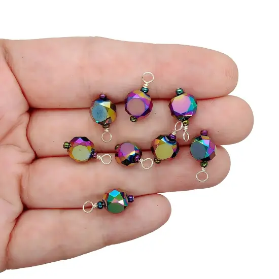 Metallic Mini Christmas Ornaments, 8 pieces with Hooks, Pretty Glass Baubles, Adorabilities {6}