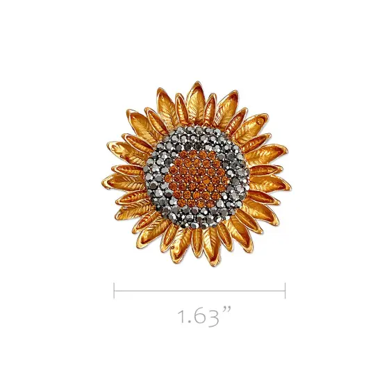 Wrapables Crystal Rhinestone Sunflower Brooch Pin {2}