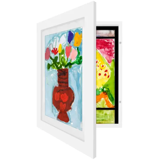 Americanflat 10x12.5 Kids Art Frame - 8.5x11 with Mat or 10x12.5 without Mat - Kids Artwork Frame - Magnetic Frame Closure - Shatter Resistant Glass - Hanging Hardware {7}