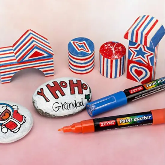 12 colors Acrylic Paint Marker Pens, Extra Fine Point, Nylon Tip, 12 colors, Water based, Expert of rock painting, Water and Fade Resistant, Non-toxic {5}