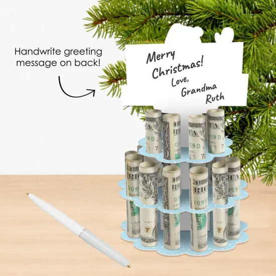Big Dot of Happiness Very Merry Christmas - DIY Holiday Santa Claus Party Money Holder Gift - Cash Cake {3}