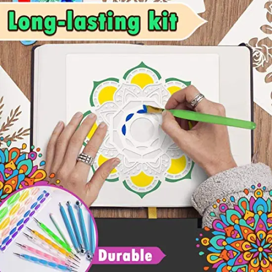 Mandala Dotting Tools Painting Kit - Rock Dot Paint Stencils Tool Set Art Craft Supplies Kits Tray Brush Zipper Pen for Nail Stone Mandala Arts Drawing Home Decor Activity | Mothers Day Gift {6}