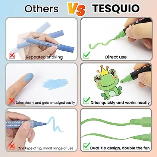 Paint Pens, 24 Colors Acrylic Paint Pens Paint Markers, Dual Tip Pens With Medium Tip and Brush Tip for Rock Painting, Wood, Ceramic, Fabric, Canvas, Easter Eggs, Pumpkin Kit, DIY Crafts {4}