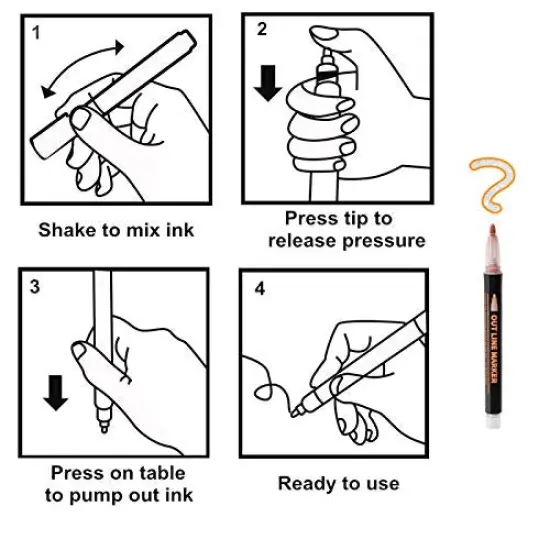 Super Squiggles Outline Markers-12 Colors Super Squiggles Shimmer Markers,Outline Markers Double Line Pen,Outline Markers Self-Outline Metallic Markers {3}