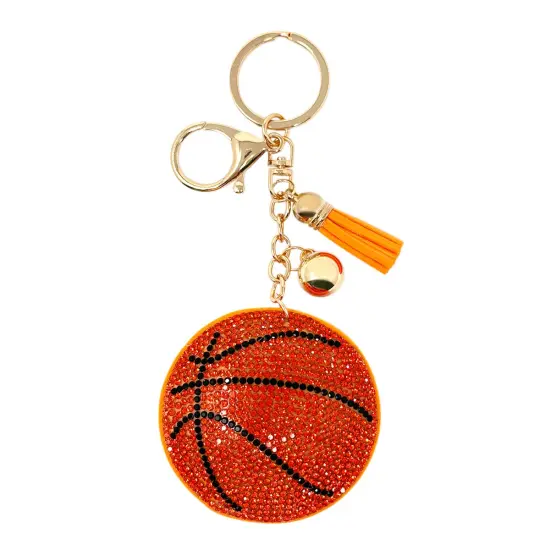 Wrapables Crystal Bling Key Chain Keyring with Tassel Car Purse Handbag Pendant, Basketball {1}
