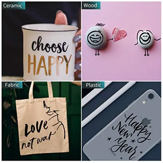 Black Acrylic Paint pens (6 Pack) Variety Pack - Extra Fine 0.7MM & Medium Tip 2-3MM - Water Based Paint Markers for Rock Painting, Stone, Ceramic, Glass, Wood, Canvas (BLACK) {5}