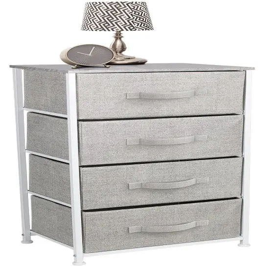 Sorbus Dresser with 4 Drawers - Bedside Furniture & Night Stand End Table Dresser with Steel Frame, Wood Top, Easy Pull Fabric Bins for Home, Bedroom Accessories, Office & Dorm {1}