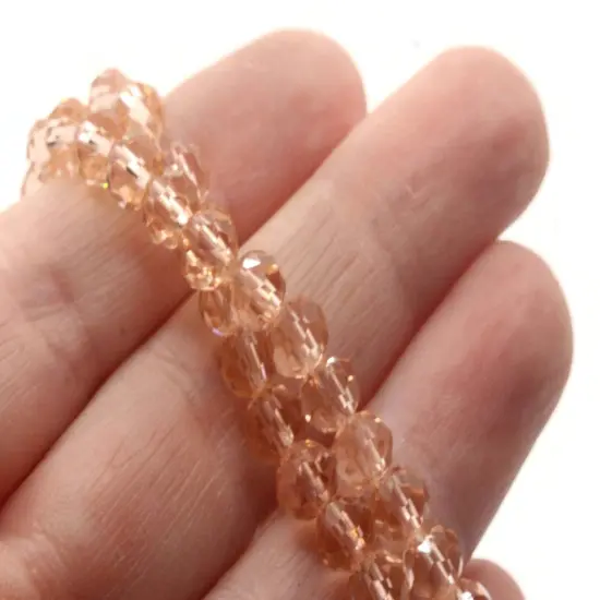 82 6mm Pink Glass Faceted Round Beads {2}