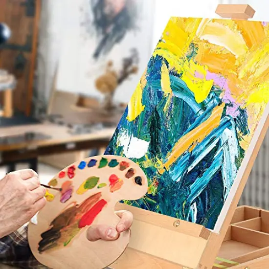 Art Supplies Box Easel Sketchbox Painting Storage Box, Adjust Wood Tabletop Easel for Drawing & Sketching Student (Painting Easel Box) {6}