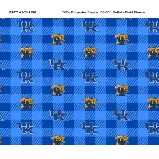 Sykel Enterprises-University of Kentucky Fleece Fabric-Kentucky Wildcats Buffalo Plaid Fleece Blanket Fabric-Sold by the yard {1}