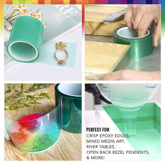 Pixiss 2 Pk Epoxy Resin Tape Mold Release Tuck Tape for Epoxy Resin - Extra Wide Polyester Tape for Resin UV Tape Release Film, Tape for Epoxy Resin Molding Easy Peeling {3}