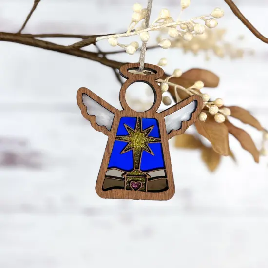 3.5" (H) Christmas Nativity Star of Bethlehem Ornament - Handcrafted in Texas - Mother's Angels® Christmas Angel Wings Figurine {4}