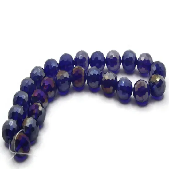 25 12mm Faceted Round Blue Glass Beads {4}