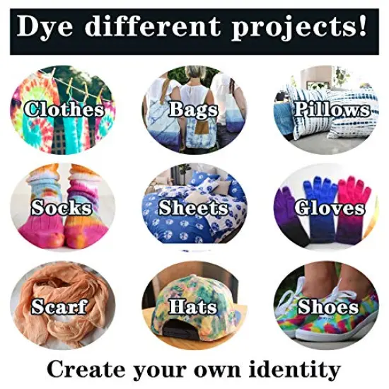 Tie Dye Kit, 8 Colors Non Toxic Permanent Fabric Dye Art Set for Kids Women for Homemade Party Creative Group Activities DIY Gift {3}