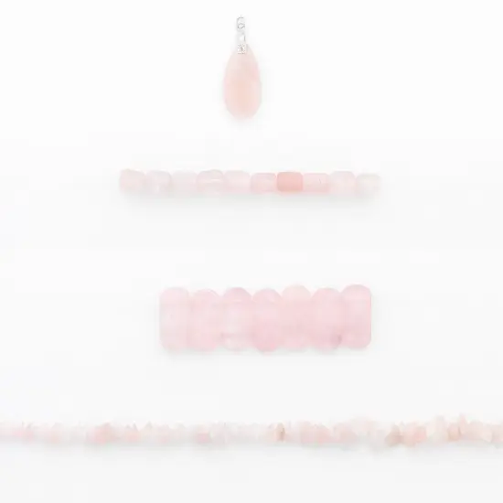 Rose Quartz Natural Gemstone Beads and Pendant Collection Value Pack B {1}
