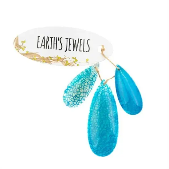 Earth's Jewels Semi-Precious Natural Blue Agate Teardrop Pendants, 3pcs {1}
