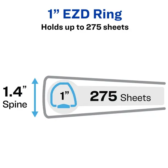 Avery Heavy-Duty 3 Ring Binders, 1 Inch One Touch EZD Rings, 2 Black Binders (46047) {2}