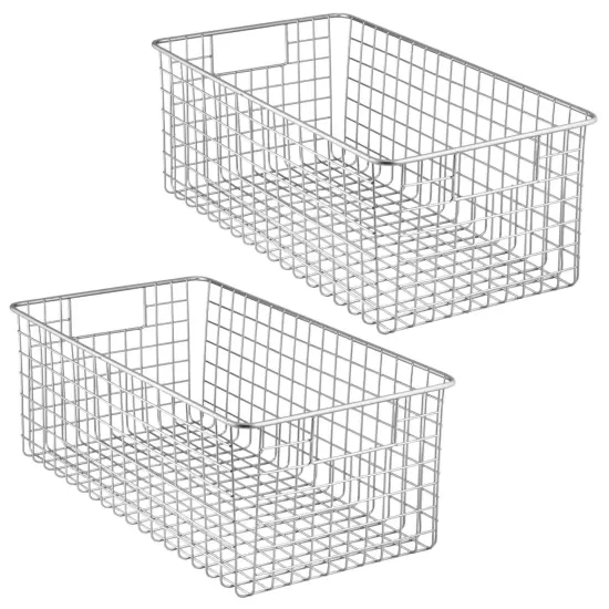 mDesign Metal Wire Food Organizer Basket with Built-In Handles - 16 x 9 x 6 {5}