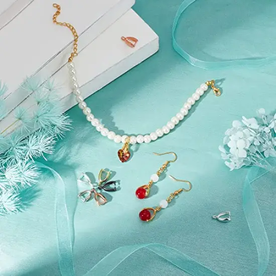 100 Pieces Brass Pinch Clip Bail Clasp Dangle Charm Bead Pendant Connector Findings 14x7x5mm for Jewelry Making 5 Colors {5}