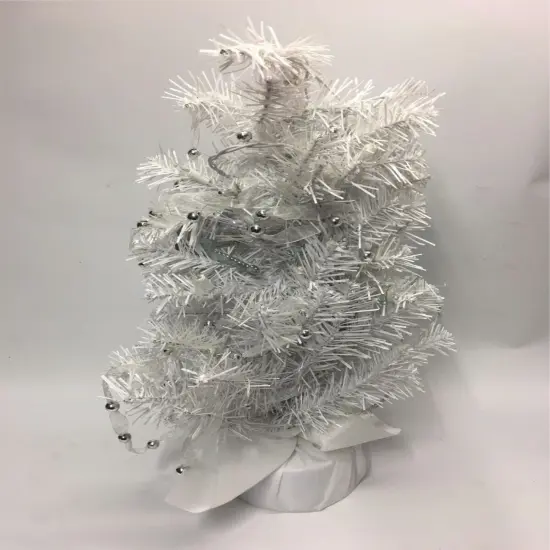 Kitcheniva 14" Silver & White Christmas Tree With Stand {1}