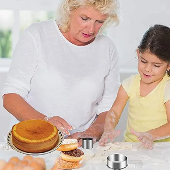 Biscuit Cookie Cutters Set,Stainless Steel Circle Round Cookie Biscuit Cutters in Graduated Sizes Shape Molds for Pastries Doughs Doughnuts, 5 Pieces {3}