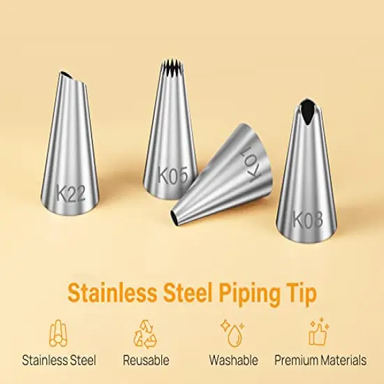 42 pcs Piping Bags and Tips Set, Cake Decorating Supplies Kits for Baking with 36 Numbered Frosting Icing Tips, 2 Reusable Pastry Bags, Easy Carry Storage Box and Other Baking Tools {3}