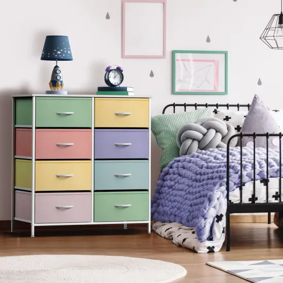 Sorbus Extra Wide Dresser Organizer With 8 Drawers - Large Storage Furniture for Bedroom, Hallway, Living Room, Nursery & Closet Tie dye pastel {5}