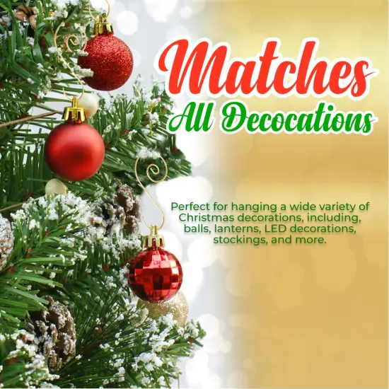 R N' D Toys Gold Tree Ornament Hooks - Christmas Tree Gold Decorating Metal Wire Hangers for Hanging Decorations - Pack of 120 {4}