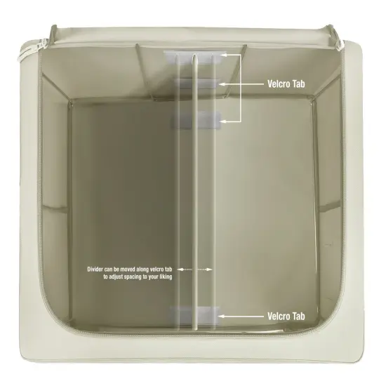 Sorbus Foldable Storage Bin Set with Divided Interior, Large Clear Window & Carry Handles - (Two Sections) Beige {4}